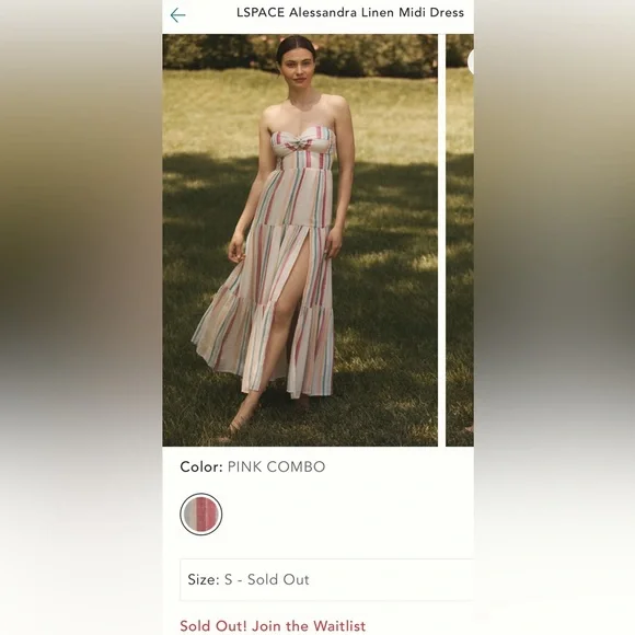 Lspace Alessandra Strapless Dress Striped Twist Front Sm Pink Blue Silver Cream - Picture 7 of 10